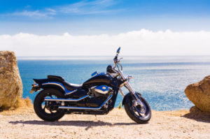 Motorcycle at ocean