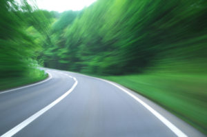 Two lane road with motion blur
